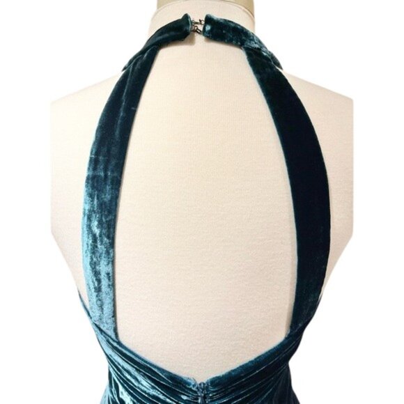 Betsey Johnson Y2K VINTAGE Teal Blue Velvet Maxi Dress NWT - Picture 9 of 13